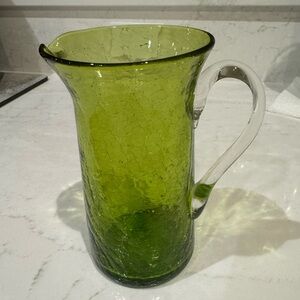 Green Crackle Glass Pitcher